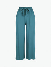 Pantalon uni fluide élastiqué - Bleu canard - 4