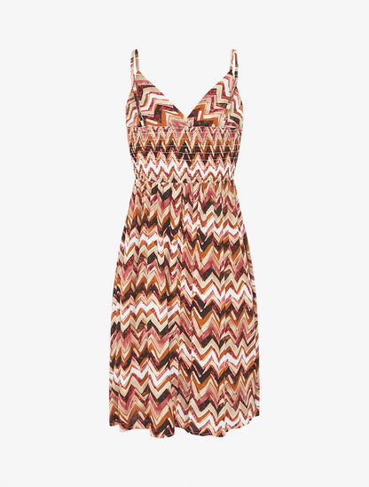 Robe courte à imprimé zig-zag - Marron - 2