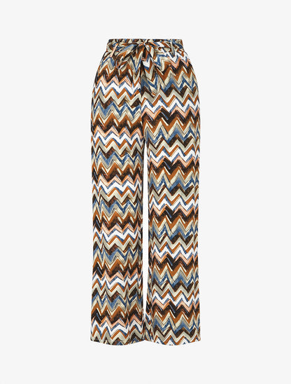 Pantalon fluide à imprimé zigzag - Noir - 4