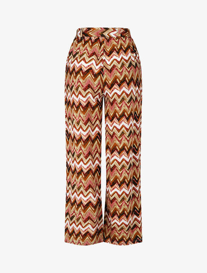 Pantalon fluide à imprimé zigzag - Marron - 2
