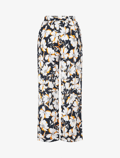 Pantalon fluide à imprimé fleuri - Bleu nuit - 2