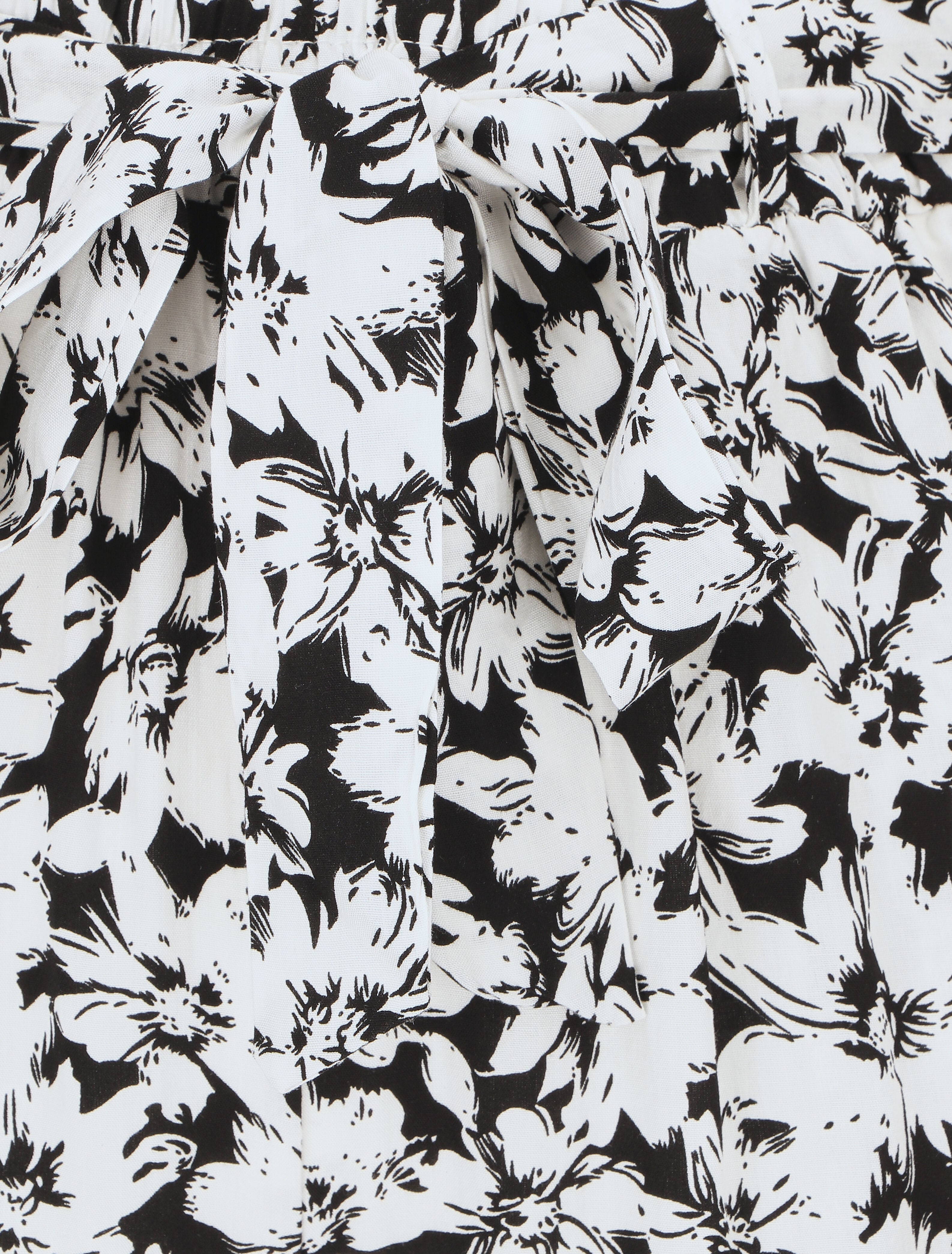 Short fluide imprimé fleurs et ceinturé - Blanc - 3