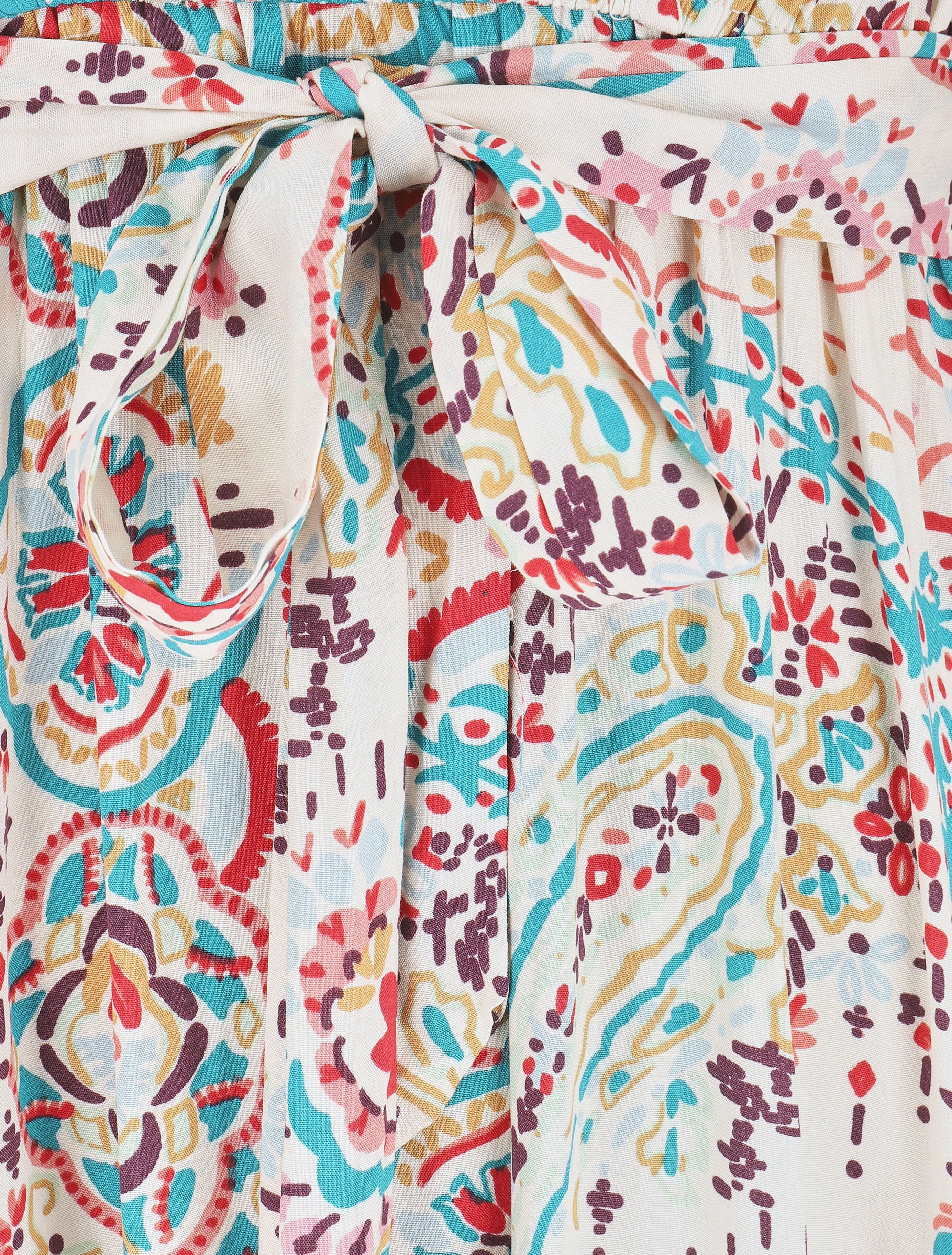 Robe longues motif floral à mancherons - Bleu canard - 3