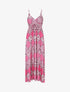 Robe longue à fines bretelles imprimé foulard - Fushia - 1