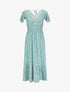 Robe longue manches courtes à petites fleurs - Vert d&