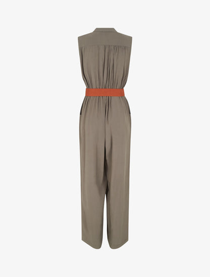 Combinaison ample sans manches unie - Kaki - 2