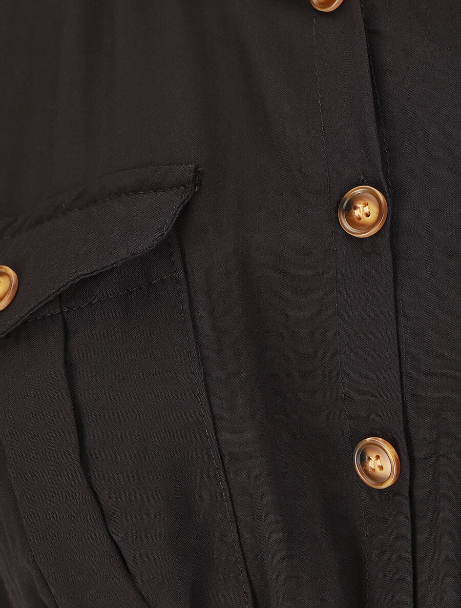Robe longue unie sans manches - Noir - 3