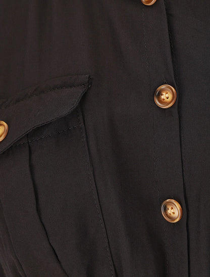 Robe longue unie sans manches - Noir - 3