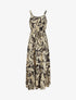 Robe longue imprimé tropical irisé à bretelles - Noir - 4