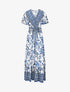 Robe imprimé fleuri à taille élastiquée - Bleu - 1