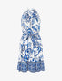 Robe mi-longue évasée imprimé floral - Bleu - 1