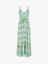 Robe longue évasée imprimé arabesque fleuri à bretelles - Vert - 1