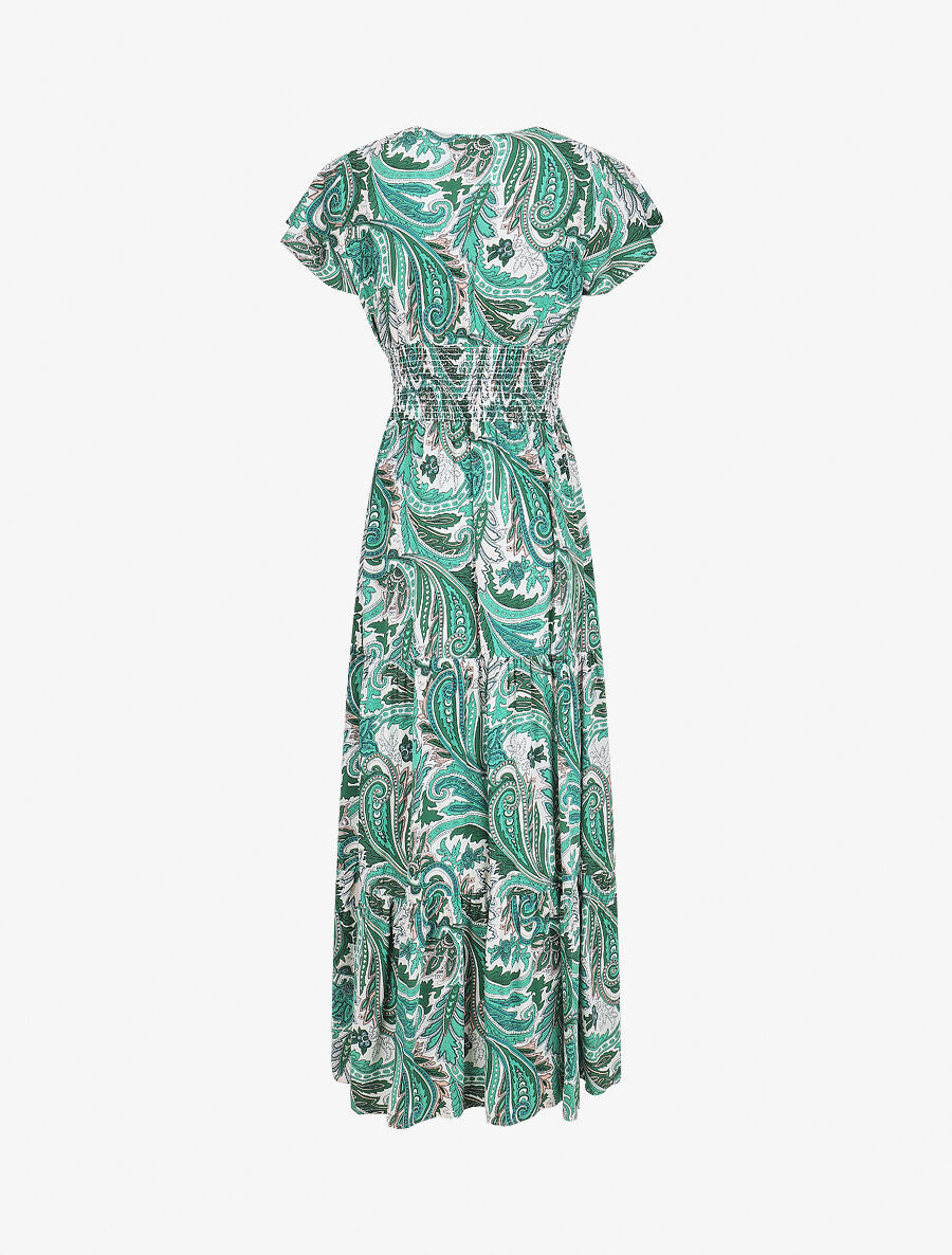 Robe longue à manches courtes imprimé cachemire - Vert - 2