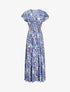 Robe longue à manches courtes imprimé cachemire - Bleu - 1