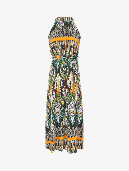 Robe longue à col américain - Noir - 1