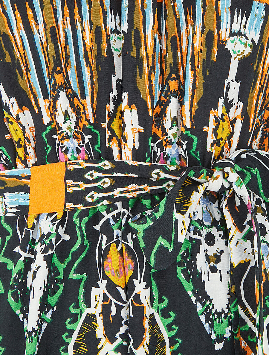 Robe longue à col américain - Noir - 3