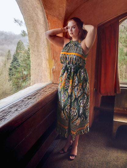 Robe longue à col américain - Noir - 4