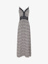 Robe longue fleurs à detail broderies - Marine - 5