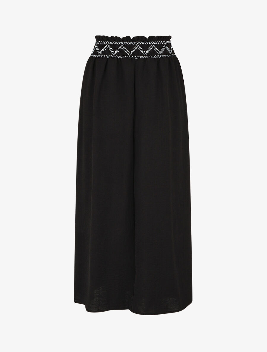 Jupe longue à taille élastiquée - Noir - 2