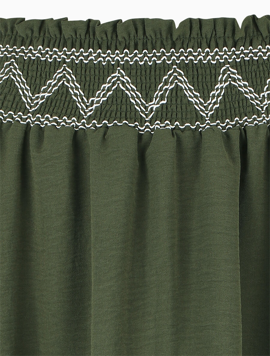 Jupe longue à taille élastiquée - Kaki - 3