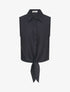 Chemise unie boutonnée à nouer - Marine - 4