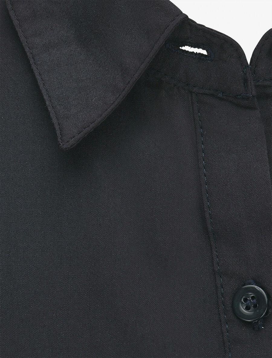 Chemise unie boutonnée à nouer - Marine - 3