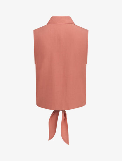 Chemise unie boutonnée à nouer - Vieux rose - 2