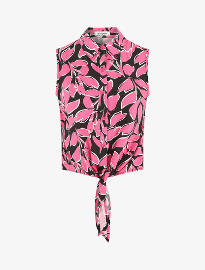 Chemise courte sans manches imprimé graphique - Rose - 4