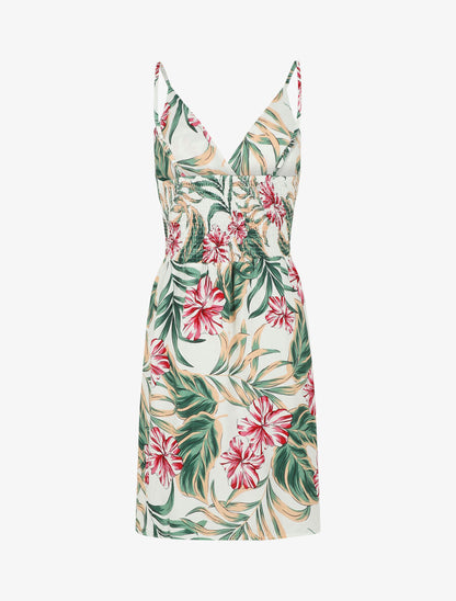 Robe à fines bretelles imprimé tropical - Blanc - 2