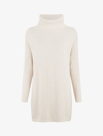 Pull ample col roulé et anneaux - Crème - 1