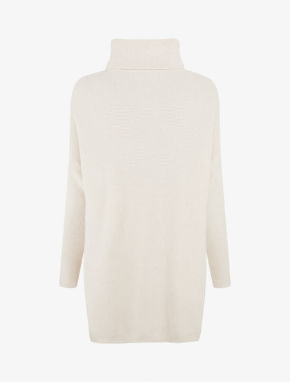 Pull ample col roulé et anneaux - Crème - 2