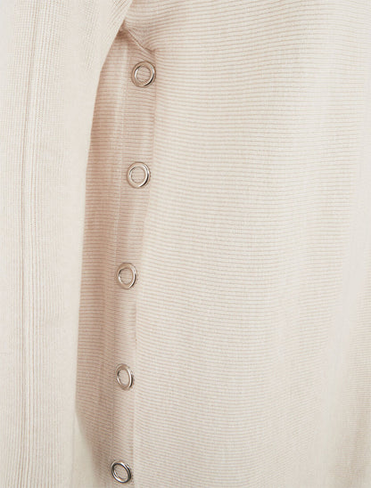 Pull ample col roulé et anneaux - Crème - 3