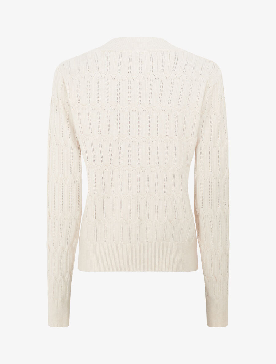 Pull droit uni à col V - Blanc - 2