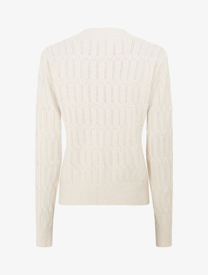 Pull droit uni à col V - Blanc - 2