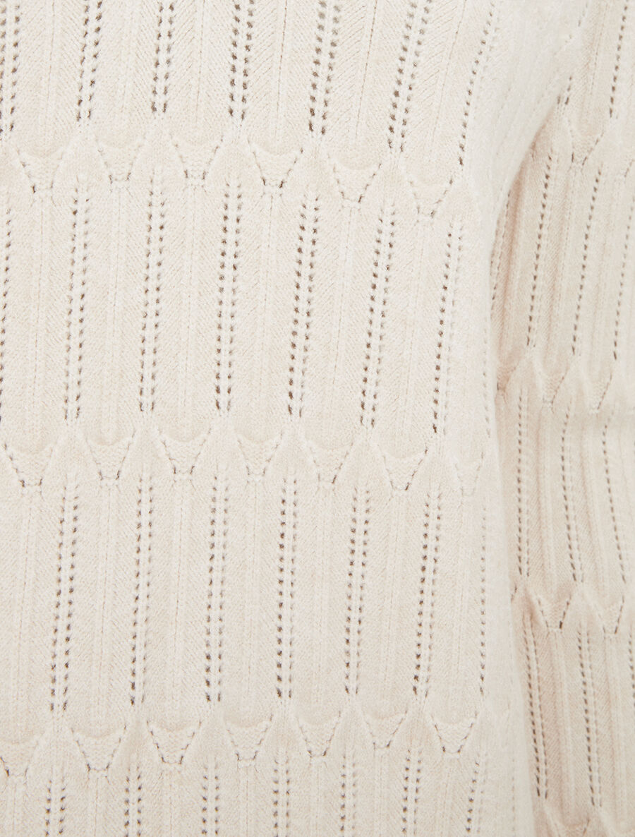 Pull droit uni à col V - Blanc - 3