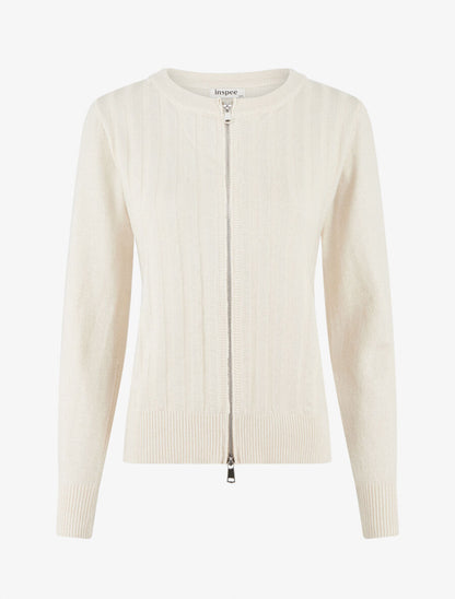 Gilet irisé coupe droite à zip - Crème - 1