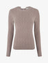 Pull droit en maille tressée et noeud au dos - Taupe - 1