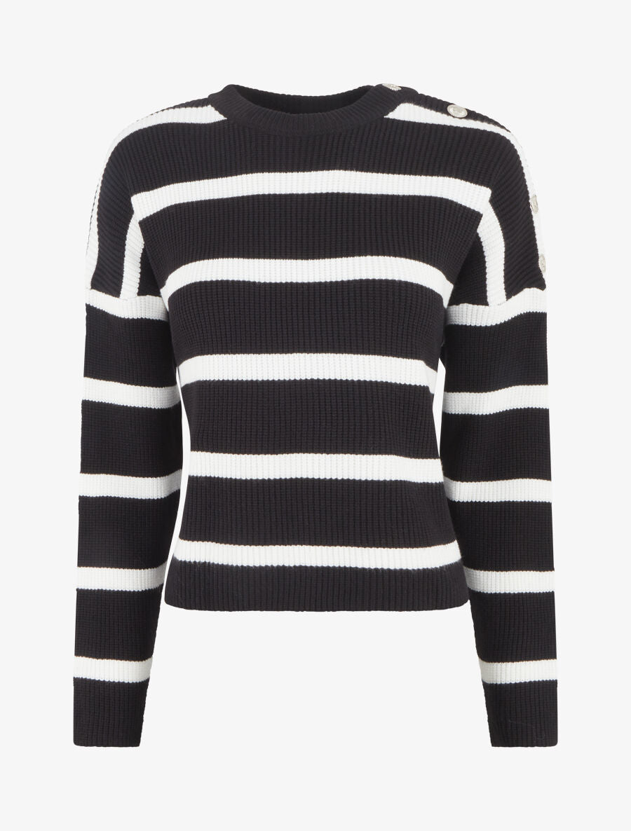 Pull rayé boutonné à l&