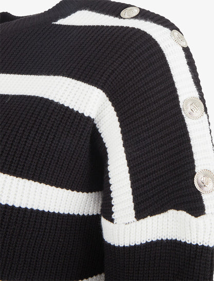 Pull rayé boutonné à l&