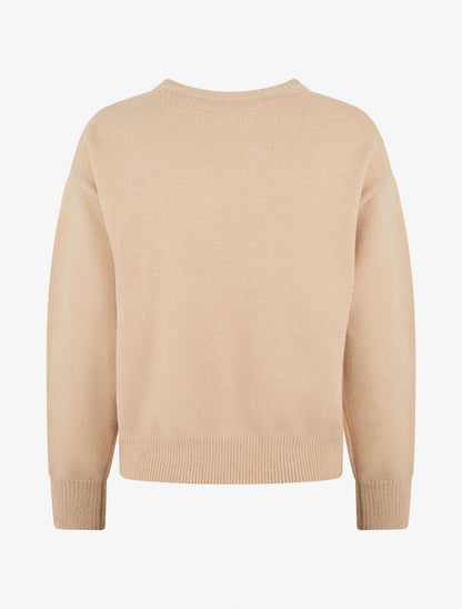 Pull uni à broderie fleur - Taupe - 2