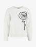 Pull uni à broderie fleur - Blanc - 1