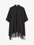 Poncho uni et franges - Noir - 5