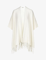Poncho uni et franges - Crème - 1