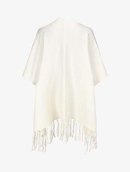 Poncho uni et franges - Crème - 2