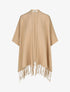 Poncho uni et franges - Camel - 1