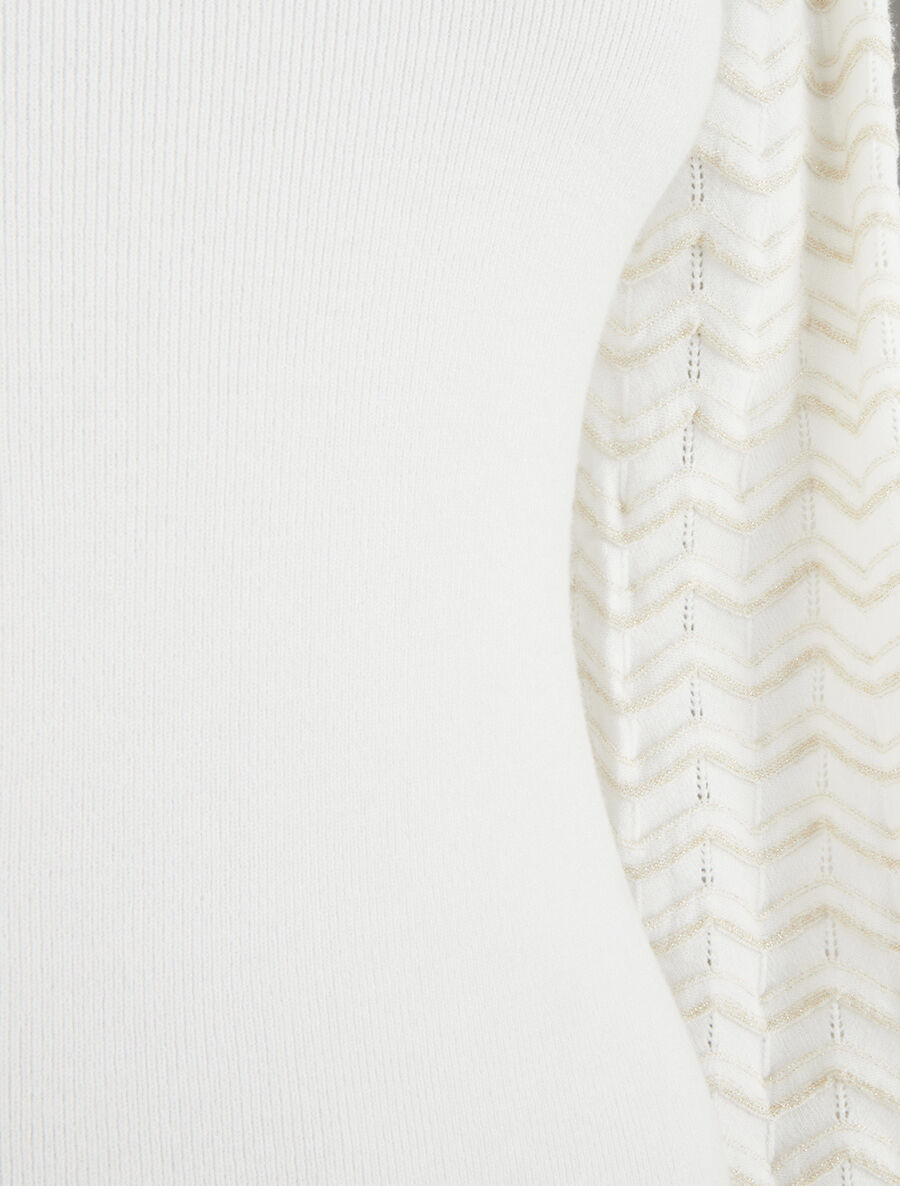 Pull à manches longues à motif zigzag irisé - Blanc - 3