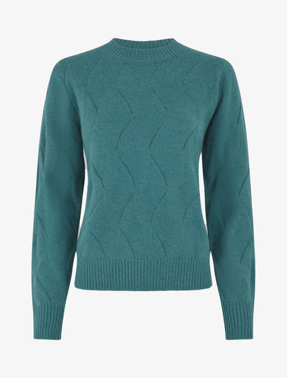 Pull droit uni à col rond - Bleu canard - 1