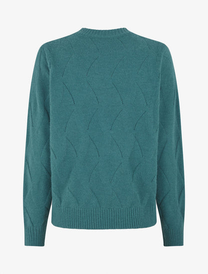 Pull droit uni à col rond - Bleu canard - 2