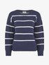 Pull droit col rond à rayures - Marine - 1