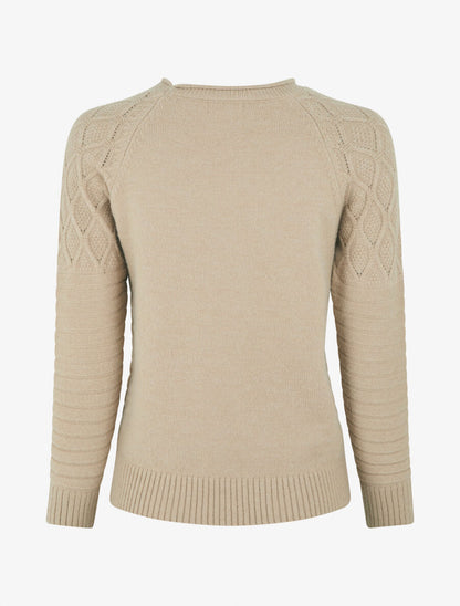 Pull droit uni en maille effet quadrillé - Taupe - 2